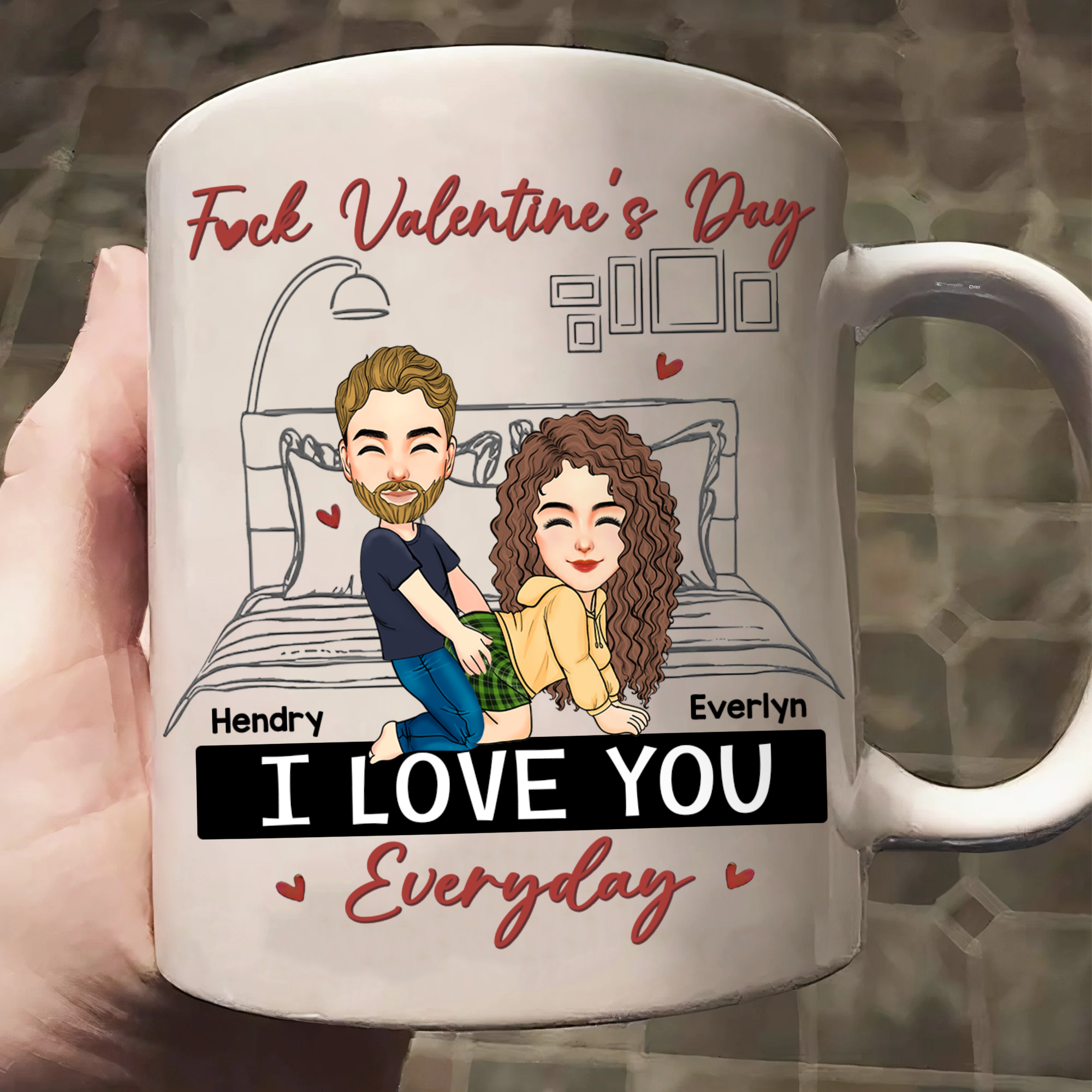 Fuk Valentine's Day I Love You Everyday Personalized Mug For Couple Pa00