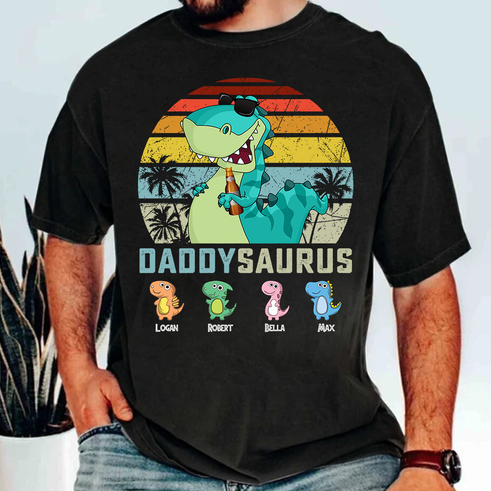 Personalized Papasaurus Shirt, Custom Dad Shirt with Kids Name, Father's Day Gift- M2204