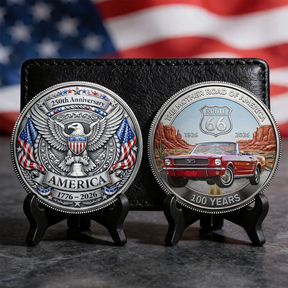 Celebrate 100 Years of Road Route 66 and America 250th Anniversary - Personalized Car Photo Commemorative Coin A2110 Pt99