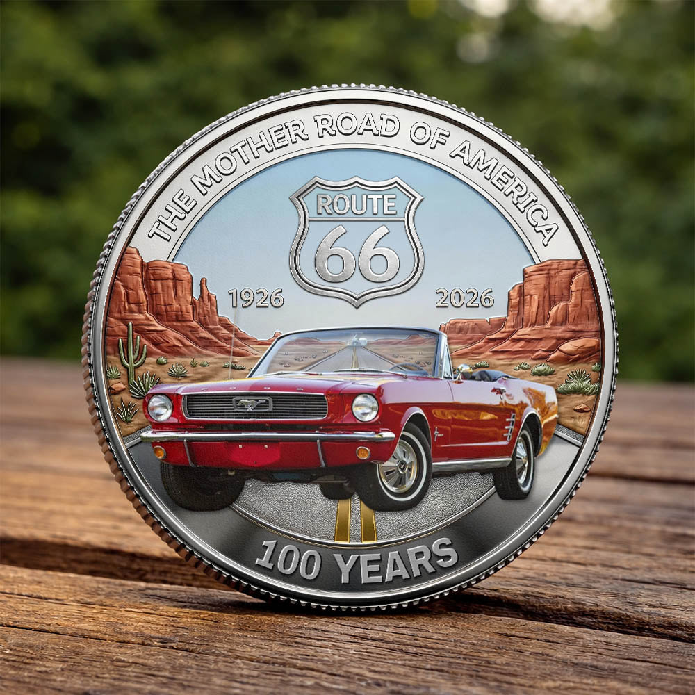 Celebrate 100 Years of Road Route 66 and America 250th Anniversary - Personalized Car Photo Commemorative Coin A2110 Pt99