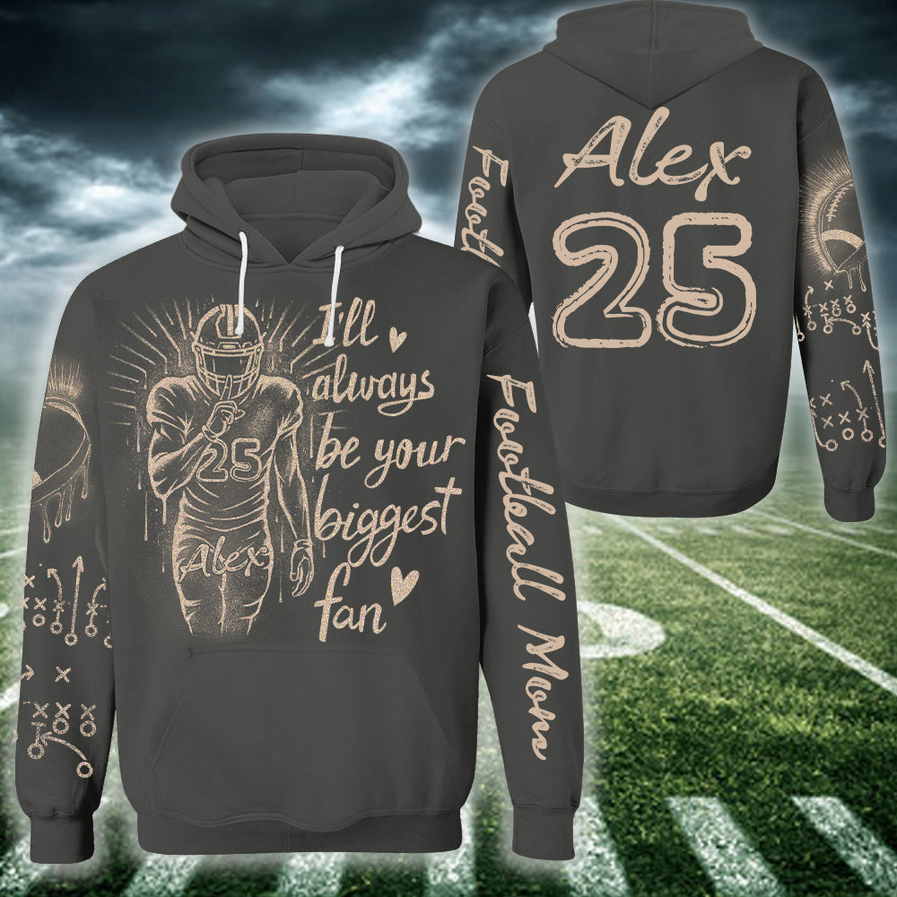 Personalized Bleach Style Football Shirt - I'll Always Be Your Biggest Fan Shirt Gift For Football Mom Tu24