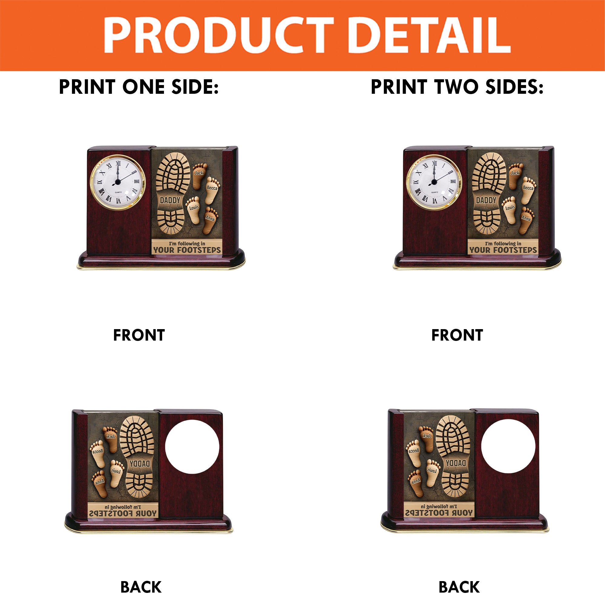 I'm Following In Your Footsteps - Personalized Acrylic Desk Clock Plaque Gift For Dad