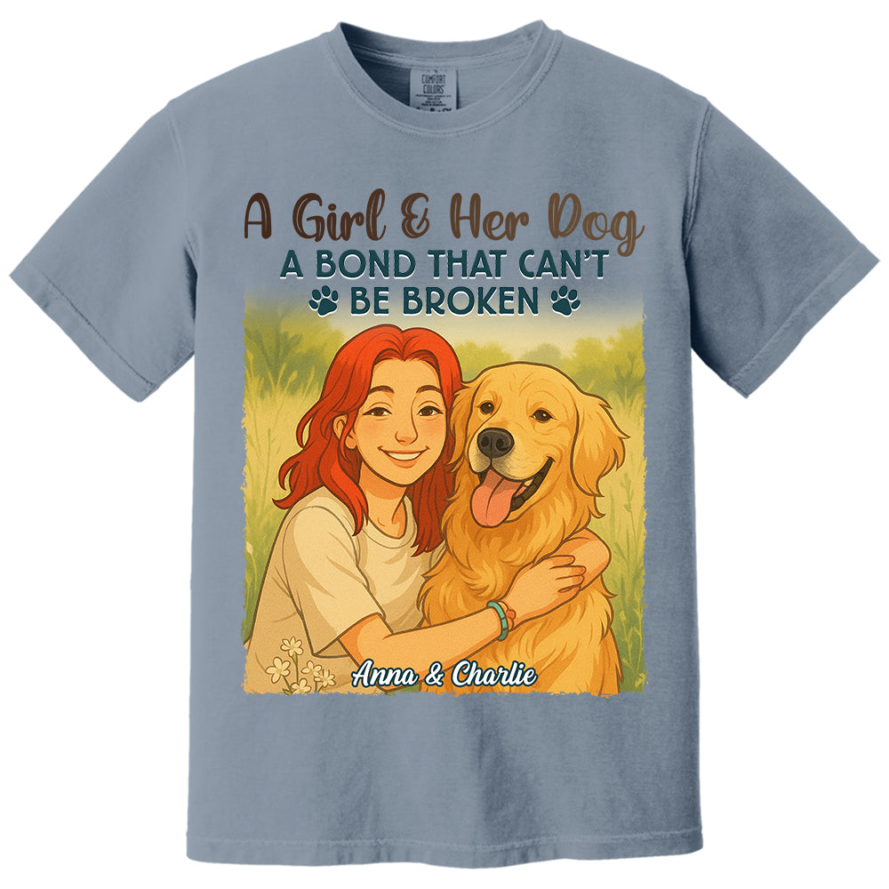 Custom Pixar-Style Cartoon Photo Girl With Her Dog Best Friends Forever Shirt Do99