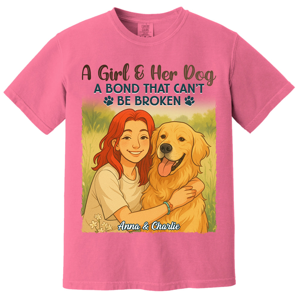 Custom Pixar-Style Cartoon Photo Girl With Her Dog Best Friends Forever Shirt Do99
