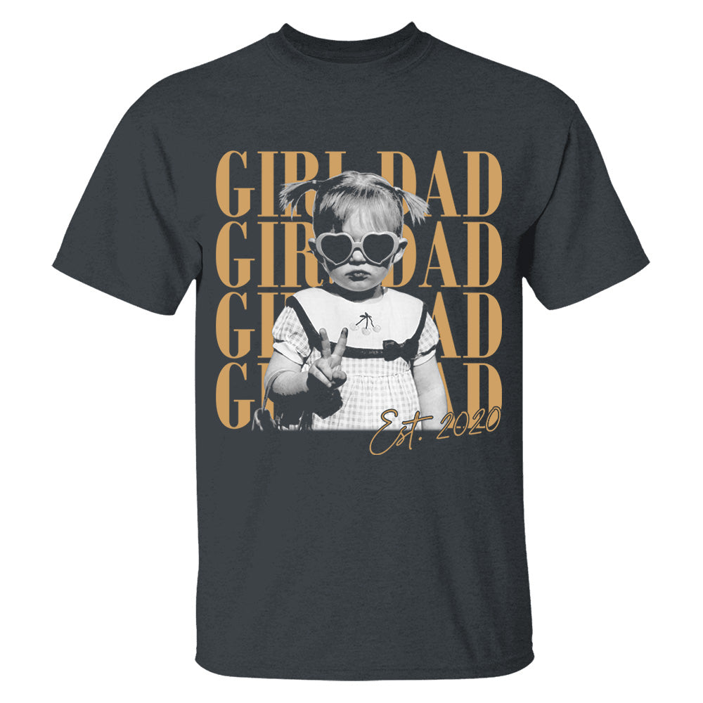 Custom Dad Vintage Photo Shirt, Custom Girl Dad Shirt, Personalized Fathers Day Shirt With Kids Photo, Funny Dad Shirt, Gift from Daughter VH01