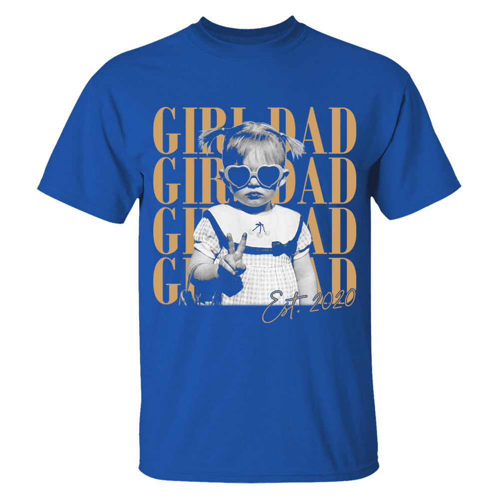 Custom Dad Vintage Photo Shirt, Custom Girl Dad Shirt, Personalized Fathers Day Shirt With Kids Photo, Funny Dad Shirt, Gift from Daughter VH01
