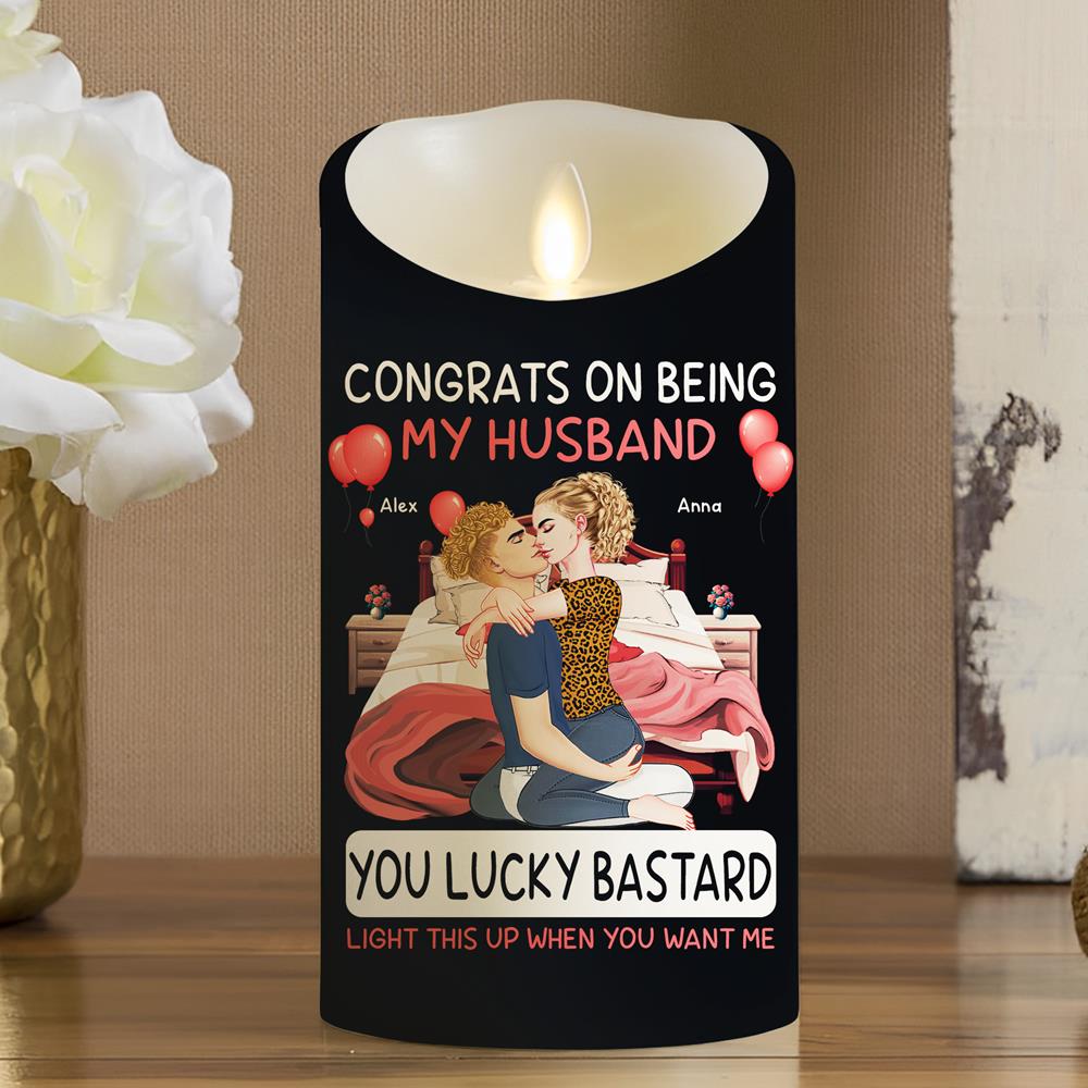 Congrats On Being My Boyfriend - Personalized LED Candle Nh00