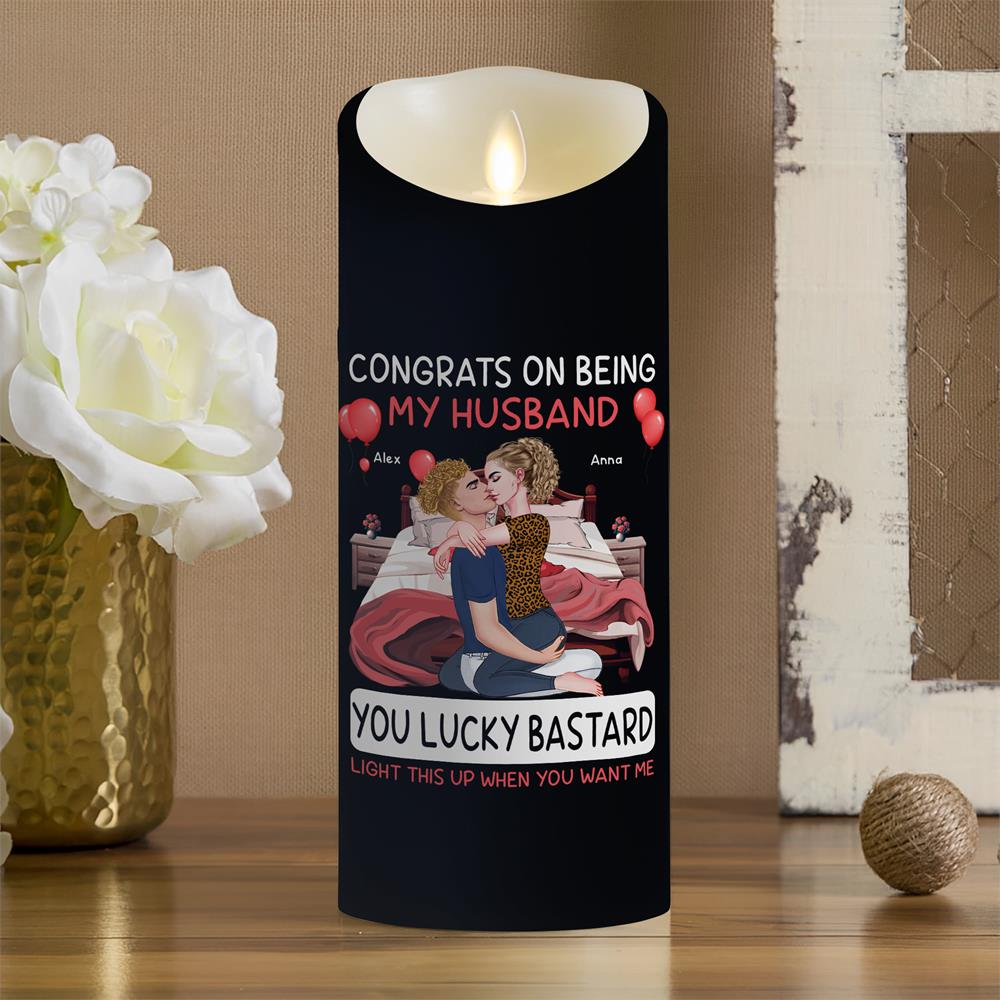 Congrats On Being My Boyfriend - Personalized LED Candle Nh00