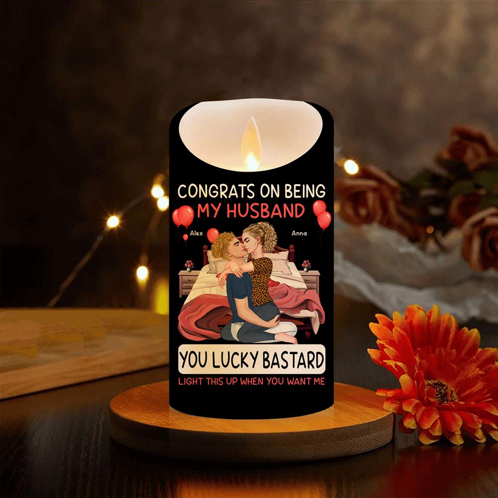 Congrats On Being My Boyfriend - Personalized LED Candle Nh00