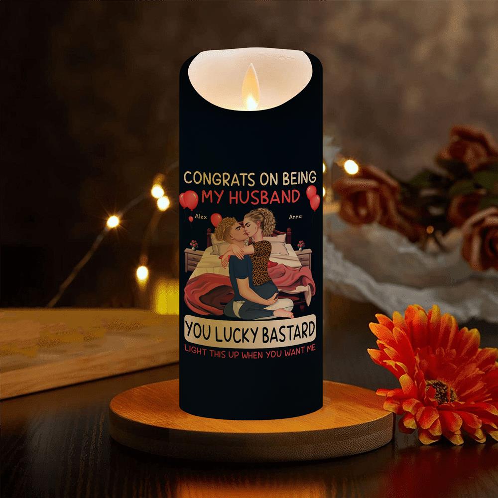 Congrats On Being My Boyfriend - Personalized LED Candle Nh00