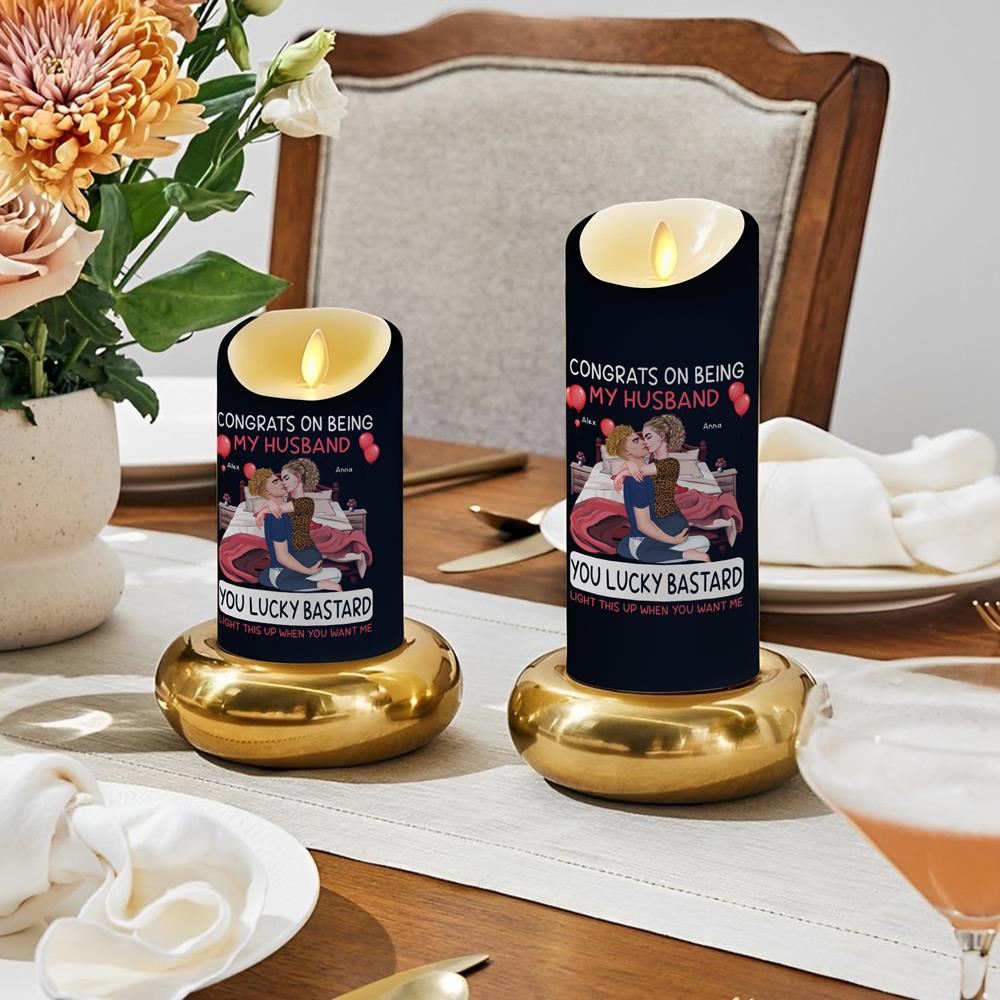 Congrats On Being My Boyfriend - Personalized LED Candle Nh00