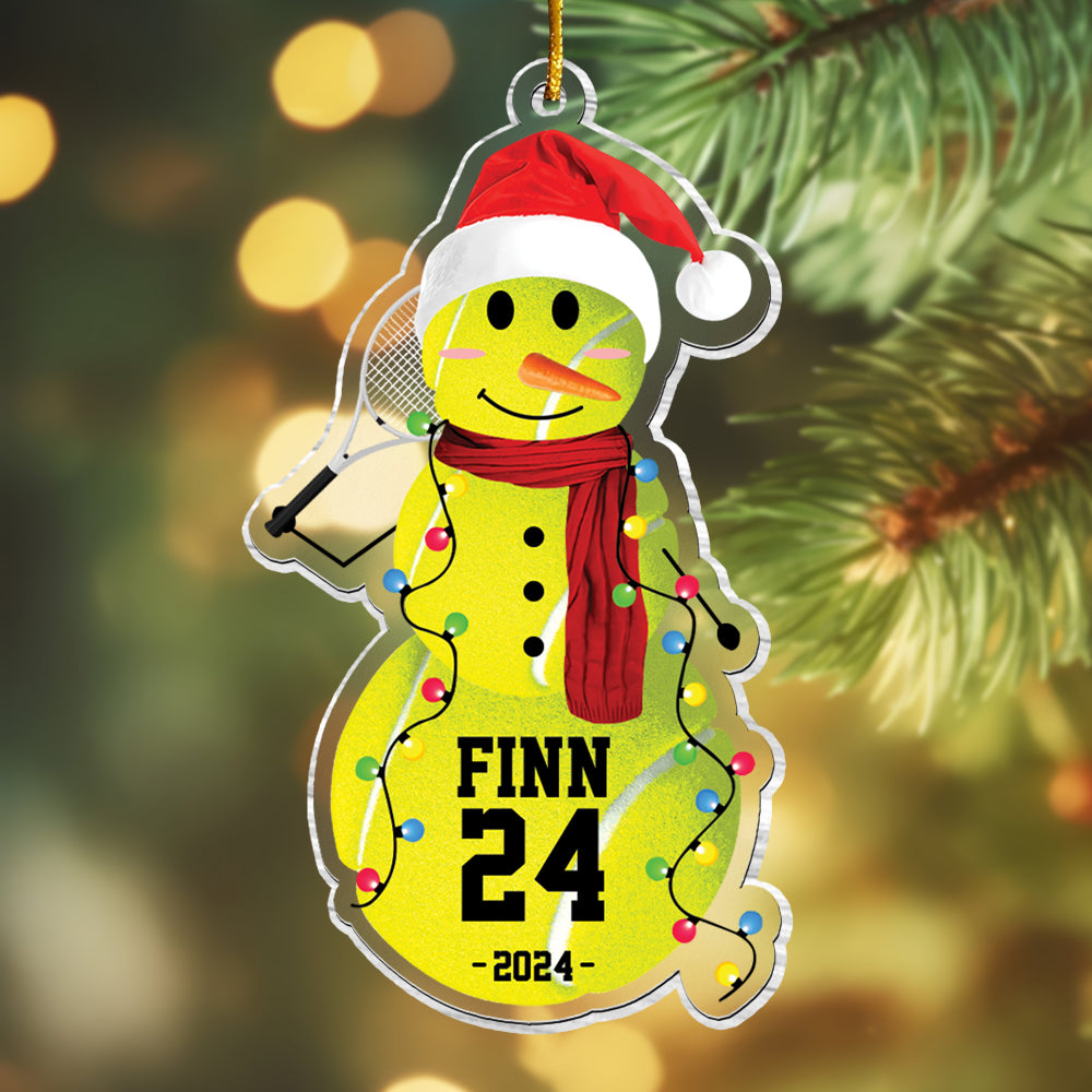 Tennis Snowman - Gifts For Players, Team, Boys - Personalized Acrylic Ornament Tu20
