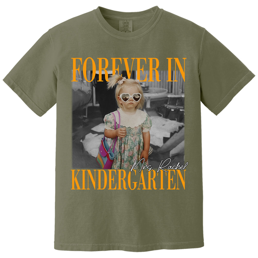 Personalised Forever In Kindergarten Shirt, Comfort Colors Custom Photo Kindergarten Teacher Shirt, Kindergarten Team Shirt, K Teacher Gift Li29