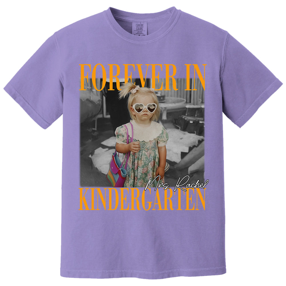 Personalised Forever In Kindergarten Shirt, Comfort Colors Custom Photo Kindergarten Teacher Shirt, Kindergarten Team Shirt, K Teacher Gift Li29