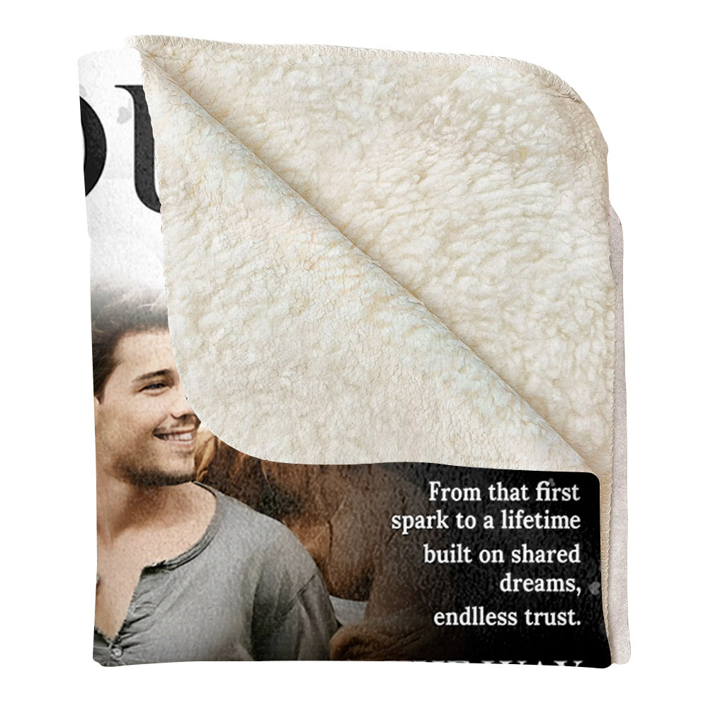Personalized Love Story Couple Magazine Cover Blanket - Gift For Romantic Couple