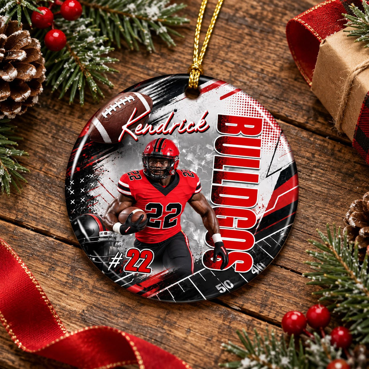 Personalized Football Ceramic Ornament For Christmas - Gifts For Football Lovers & Family NA04 T24