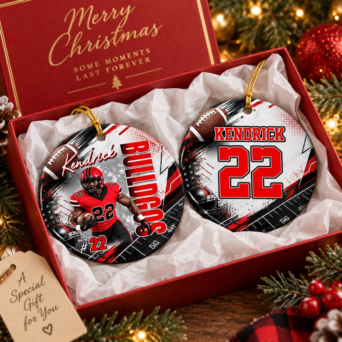 Personalized Football Ceramic Ornament For Christmas - Gifts For Football Lovers & Family NA04 T24