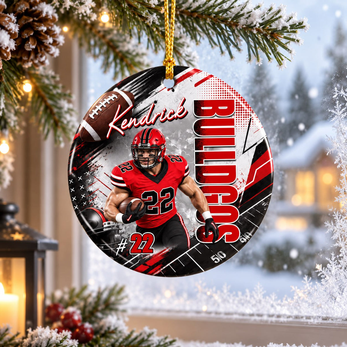 Personalized Football Ceramic Ornament For Christmas - Gifts For Football Lovers & Family NA04 T24