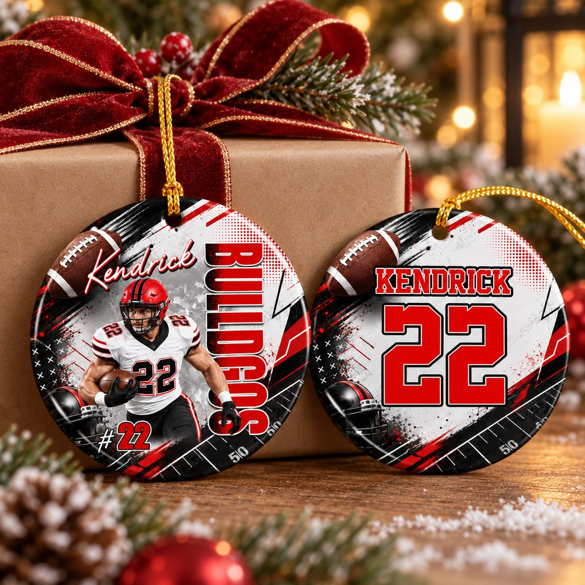 Personalized Football Ceramic Ornament For Christmas - Gifts For Football Lovers & Family NA04 T24