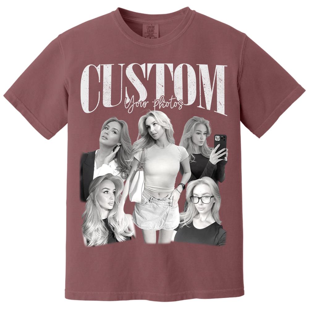 Custom Photos 90s Washed Tee - Personalized Retro Style Bootleg Shirt NA04 Hv01
