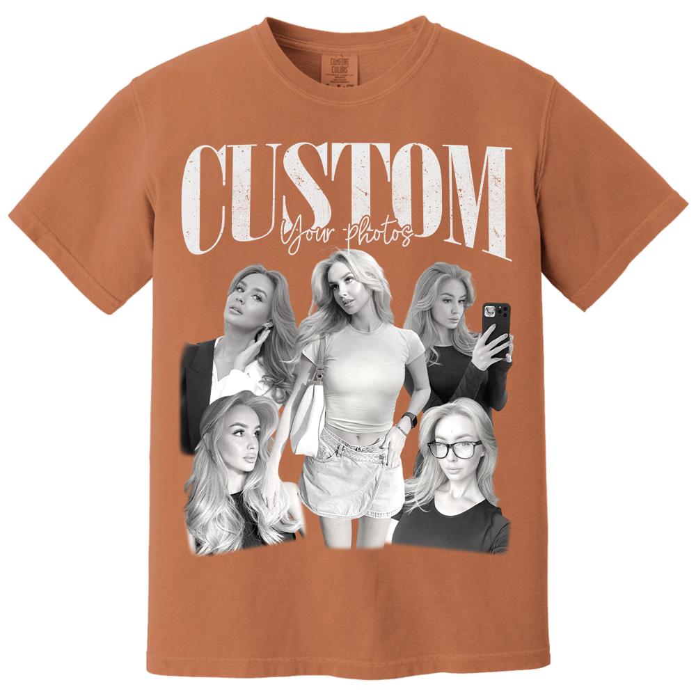 Custom Photos 90s Washed Tee - Personalized Retro Style Bootleg Shirt NA04 Hv01