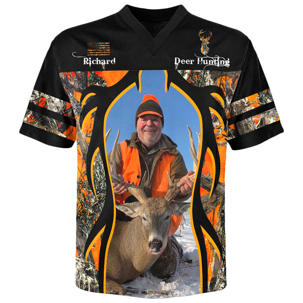 Custom Deer Hunting Photo Football Jersey Shirt Gift For Hunting Lovers H2511