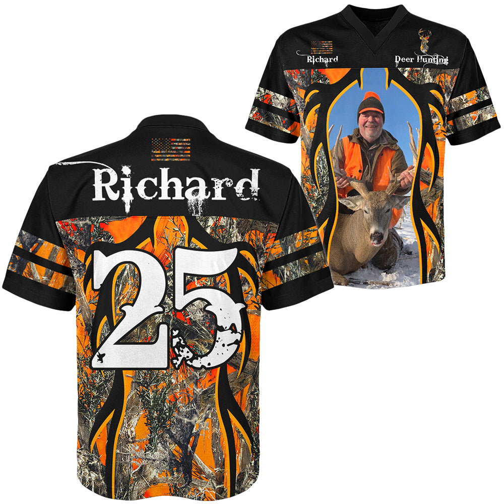 Custom Deer Hunting Photo Football Jersey Shirt Gift For Hunting Lovers H2511