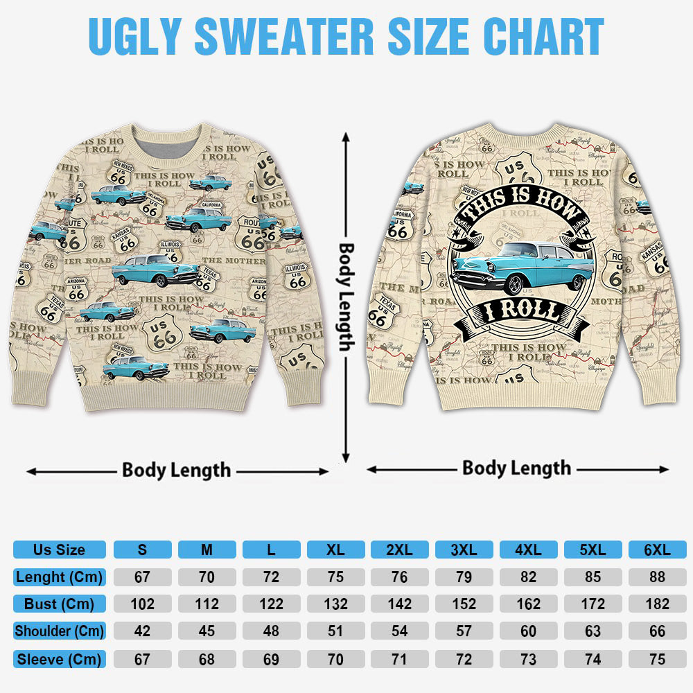 This Is How I Roll - Custom Vehicle Photo Upload Car Route 66 Ugly Sweater A2110