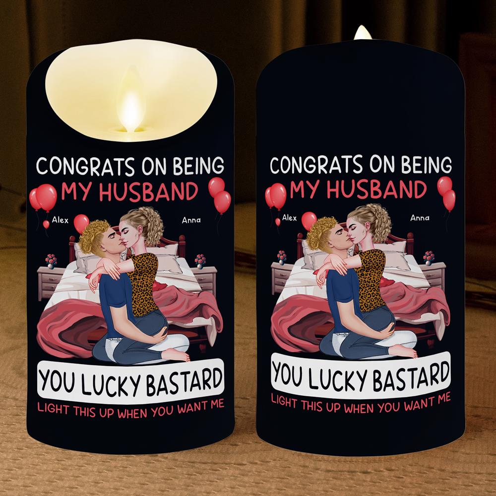 Congrats On Being My Boyfriend - Personalized LED Candle Nh00