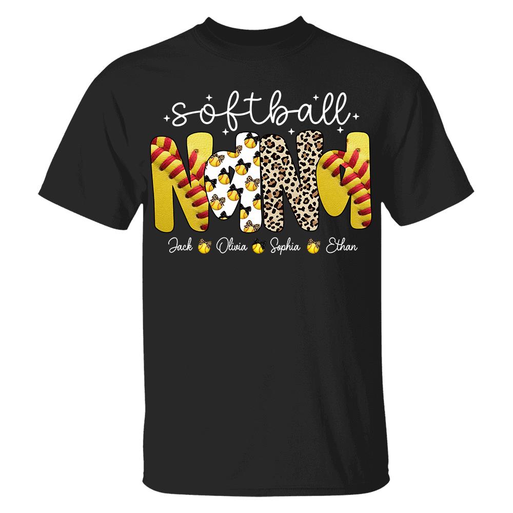 Personalized Softball Mama Shirt, Custom Softball Sports Grandma Nickname Shirt