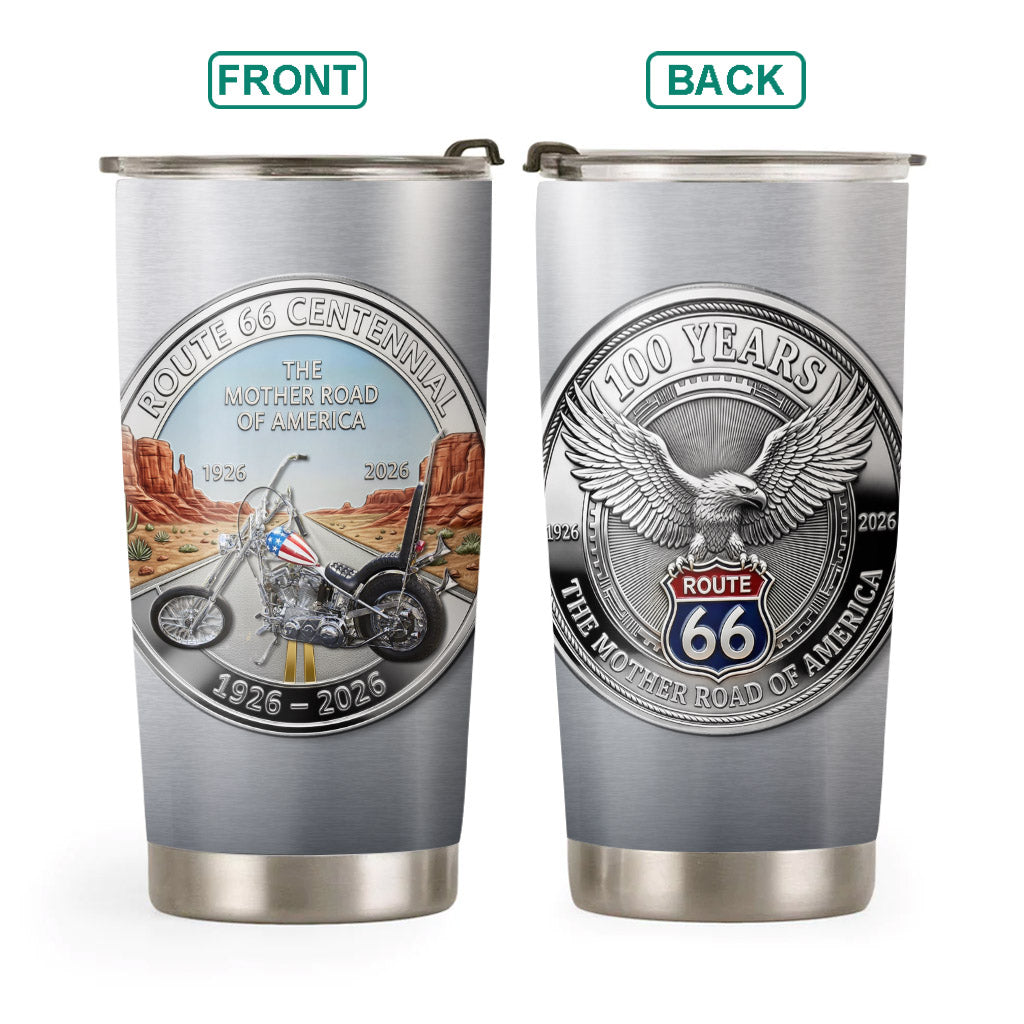 Celebrate 100 Years of Road Route 66 Tumbler - Custom Vehicle's Photo Tumbler - Gift for Bikers A2110 Pt99