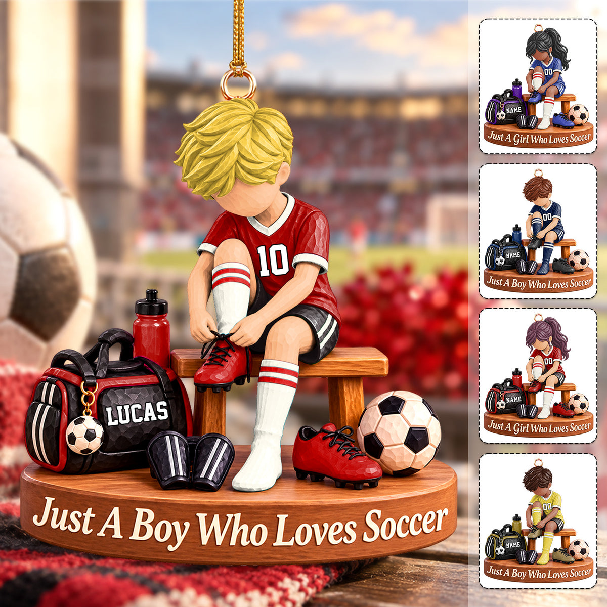 Personalized Soccer Player Ornament, Custom Name Soccer Player Gift Vr1 Hv01