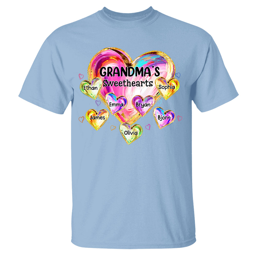 Custom Grandma Valentine Abstract Sweethearts for Grandmas Shirt - Personalized Valentine Shirt Nh00