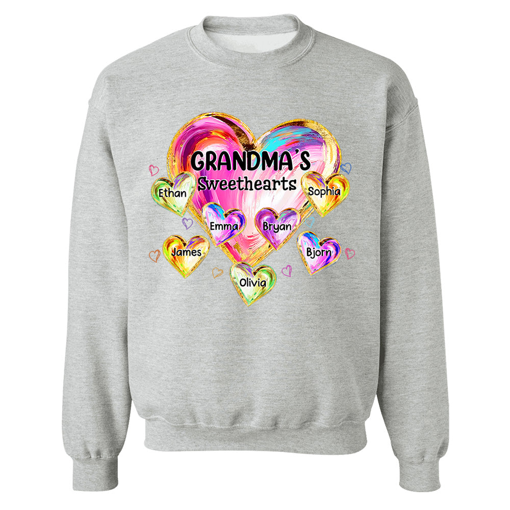 Custom Grandma Valentine Abstract Sweethearts for Grandmas Shirt - Personalized Valentine Shirt Nh00