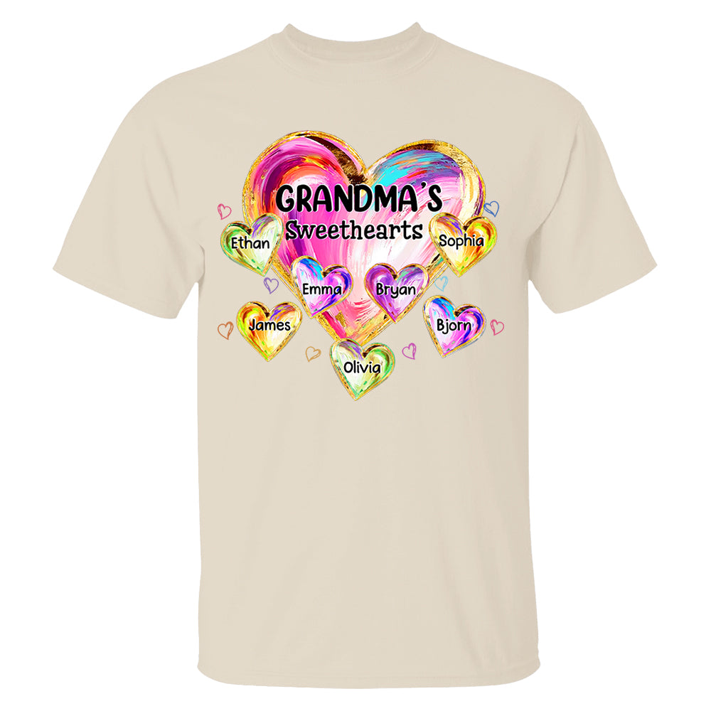 Custom Grandma Valentine Abstract Sweethearts for Grandmas Shirt - Personalized Valentine Shirt Nh00