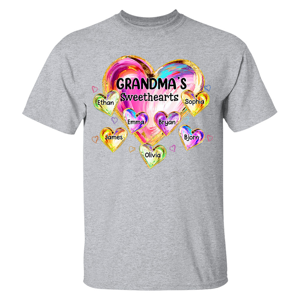 Custom Grandma Valentine Abstract Sweethearts for Grandmas Shirt - Personalized Valentine Shirt Nh00