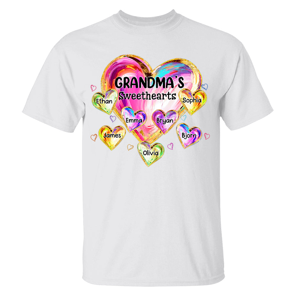 Custom Grandma Valentine Abstract Sweethearts for Grandmas Shirt - Personalized Valentine Shirt Nh00
