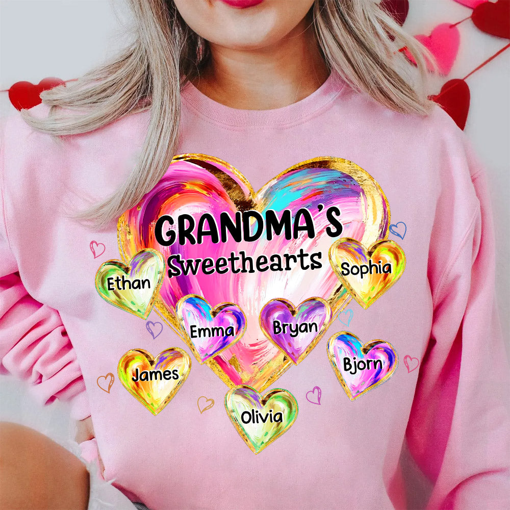 Custom Grandma Valentine Abstract Sweethearts for Grandmas Shirt - Personalized Valentine Shirt Nh00