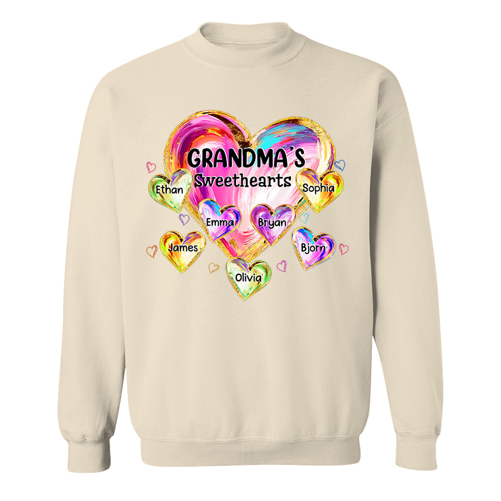 Custom Grandma Valentine Abstract Sweethearts for Grandmas Shirt - Personalized Valentine Shirt Nh00