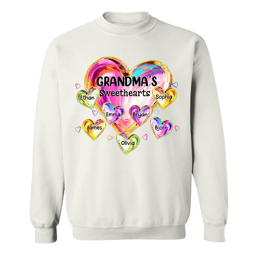 Custom Grandma Valentine Abstract Sweethearts for Grandmas Shirt - Personalized Valentine Shirt Nh00