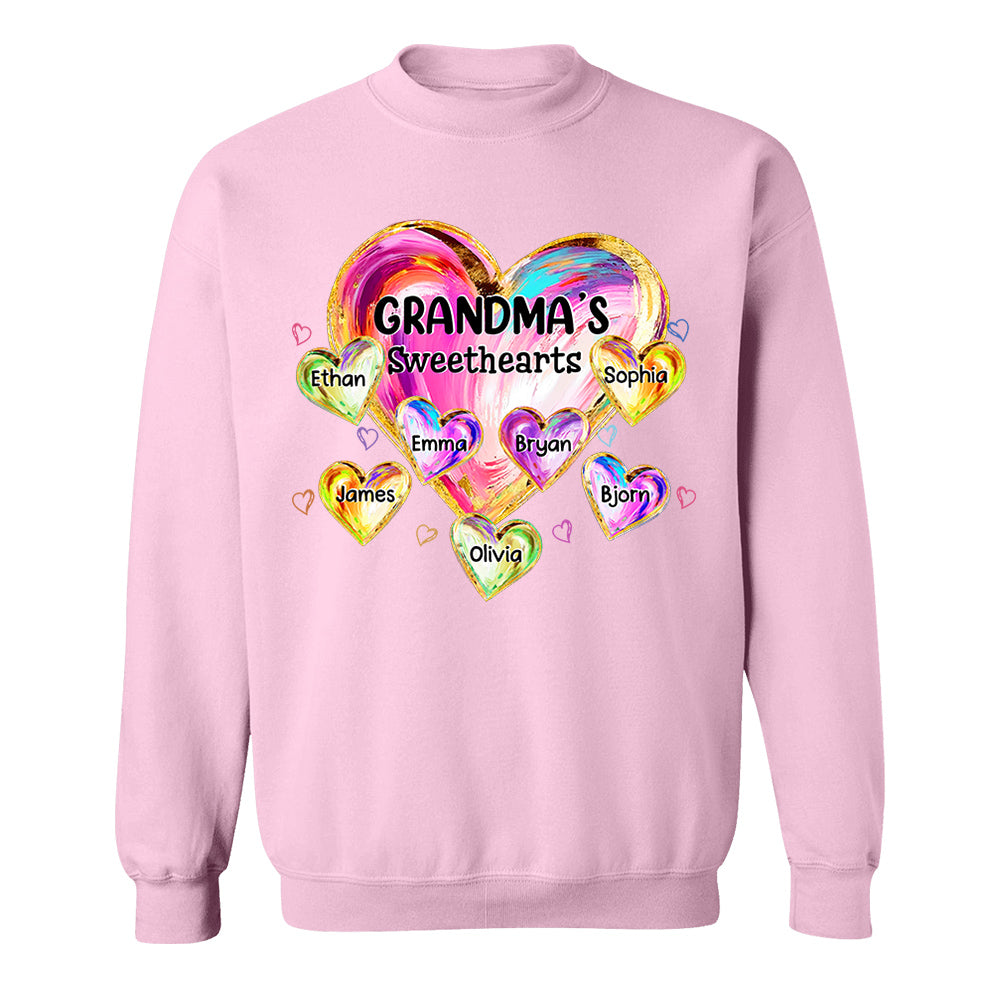 Custom Grandma Valentine Abstract Sweethearts for Grandmas Shirt - Personalized Valentine Shirt Nh00