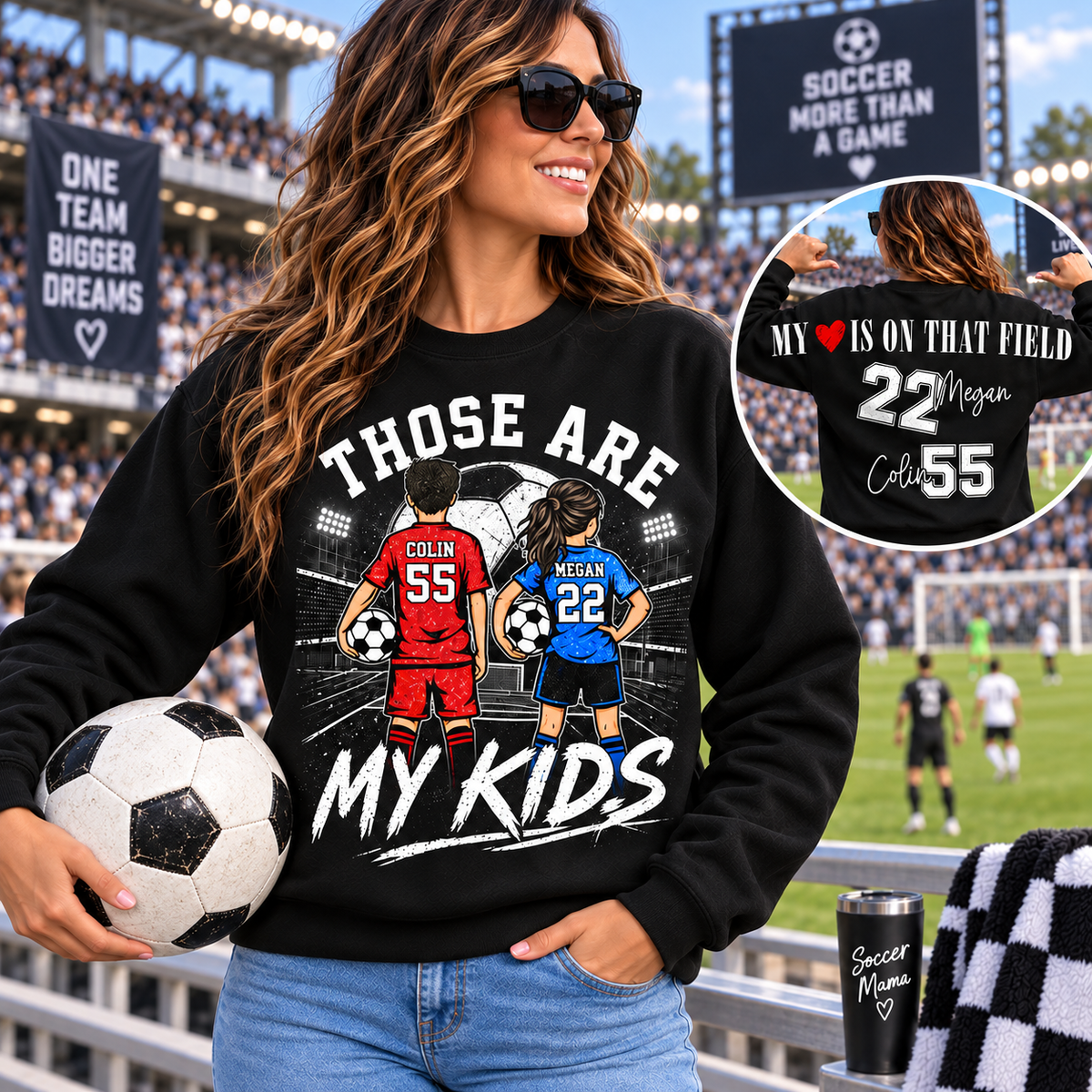 Personalized Those Are My Kids Soccer Mom Shirt, Custom Sports Mom Gameday Shirt T1807 VH01