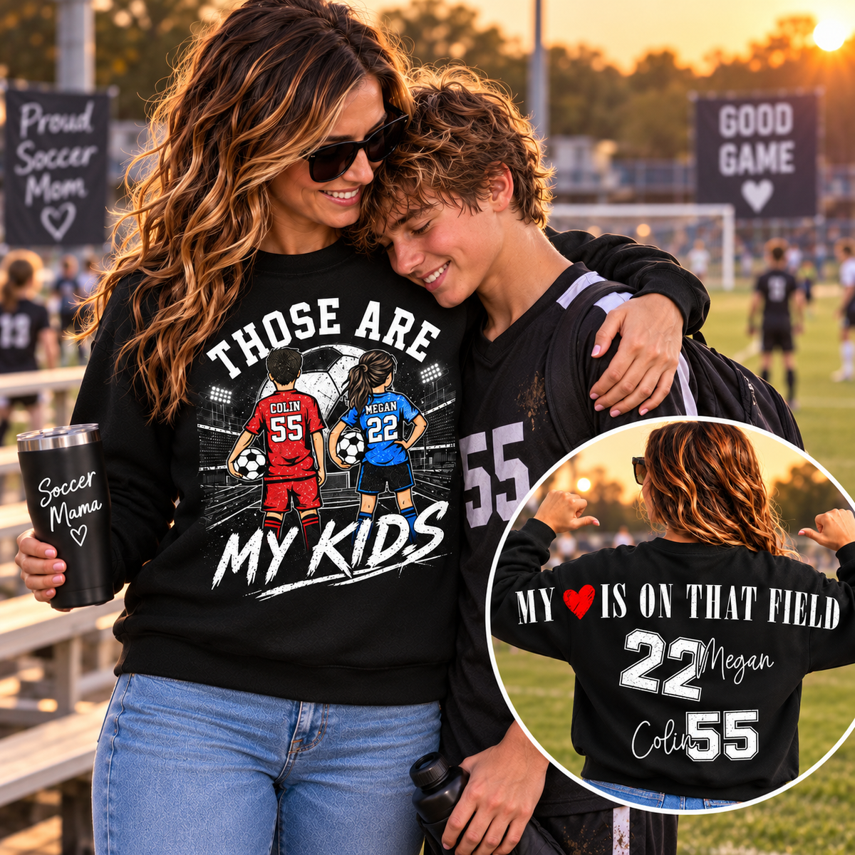 Personalized Those Are My Kids Soccer Mom Shirt, Custom Sports Mom Gameday Shirt T1807 VH01