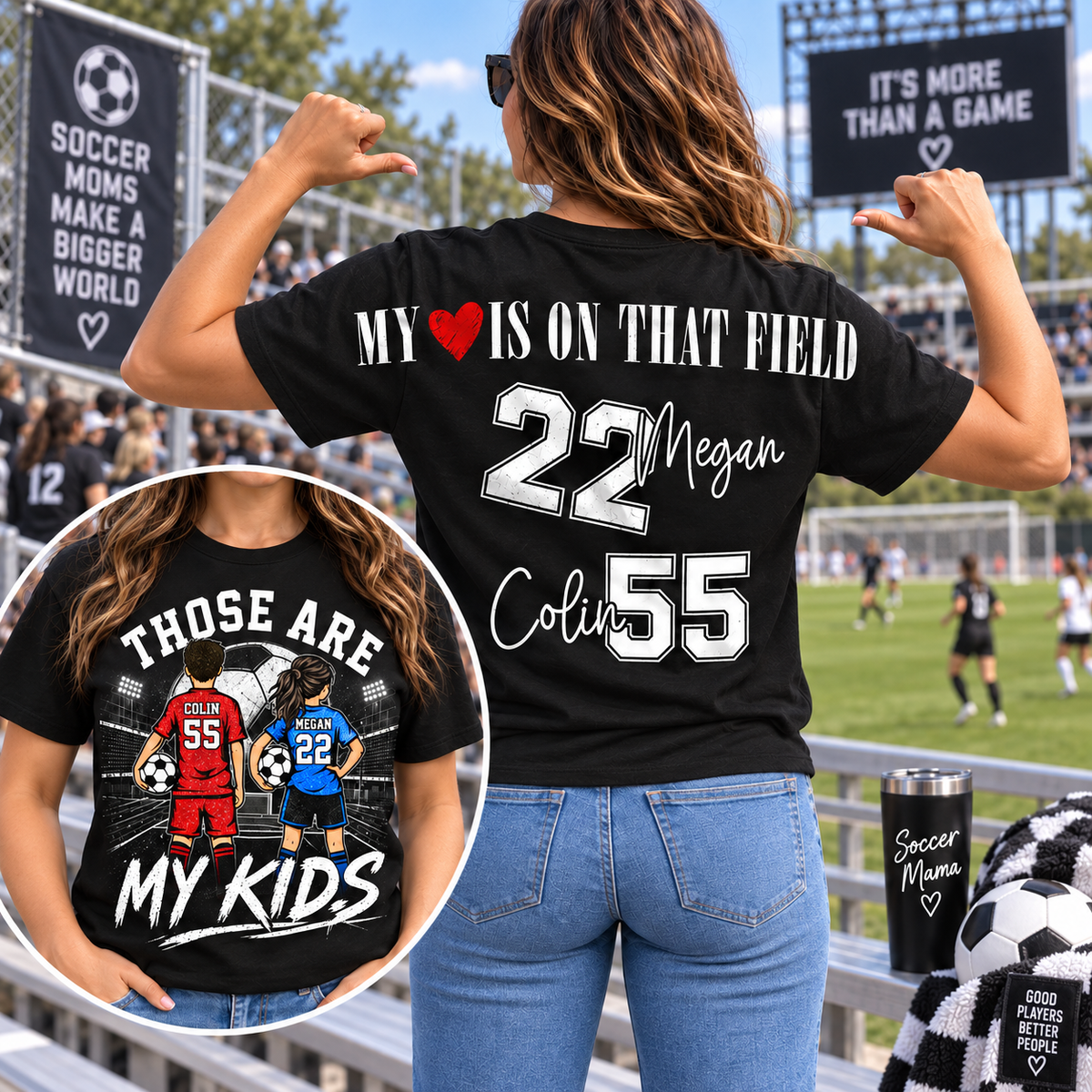 Personalized Those Are My Kids Soccer Mom Shirt, Custom Sports Mom Gameday Shirt T1807 VH01