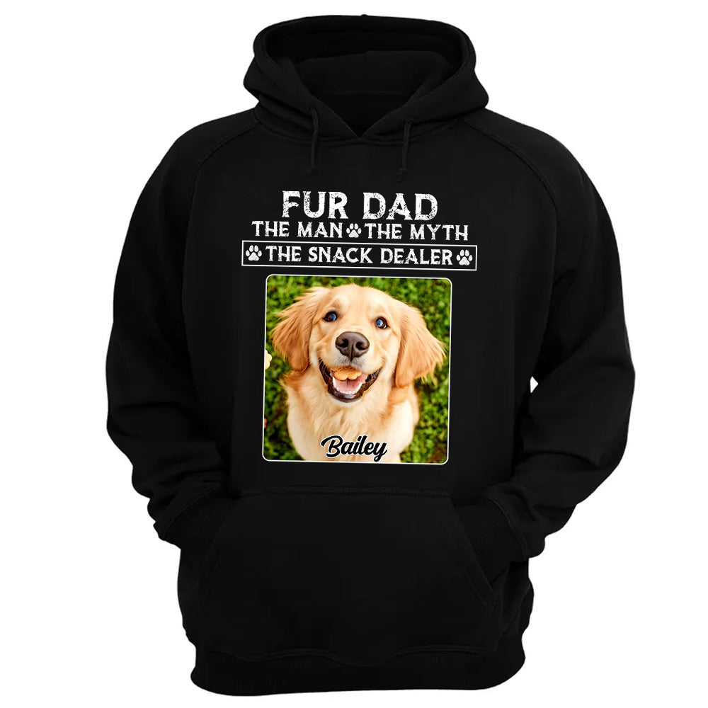Funny Dog Dad Shirt with Pet Name and Photo Custom Dog Photo Shirt for Daddy, Father's Day Dog Lover Shirt, Snack Dealer Tee for Men Vh01
