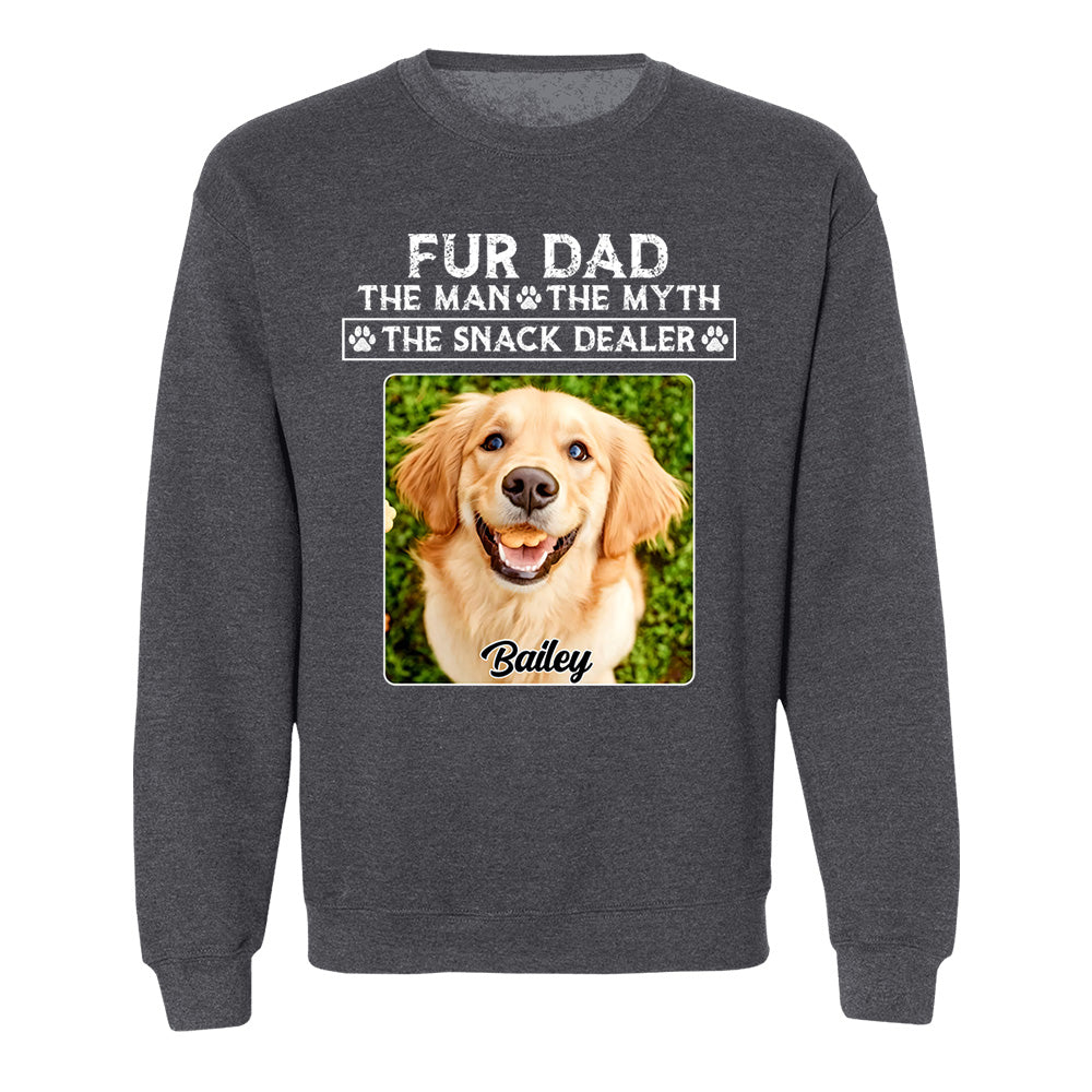 Funny Dog Dad Shirt with Pet Name and Photo Custom Dog Photo Shirt for Daddy, Father's Day Dog Lover Shirt, Snack Dealer Tee for Men Vh01