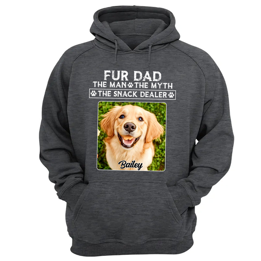 Funny Dog Dad Shirt with Pet Name and Photo Custom Dog Photo Shirt for Daddy, Father's Day Dog Lover Shirt, Snack Dealer Tee for Men Vh01