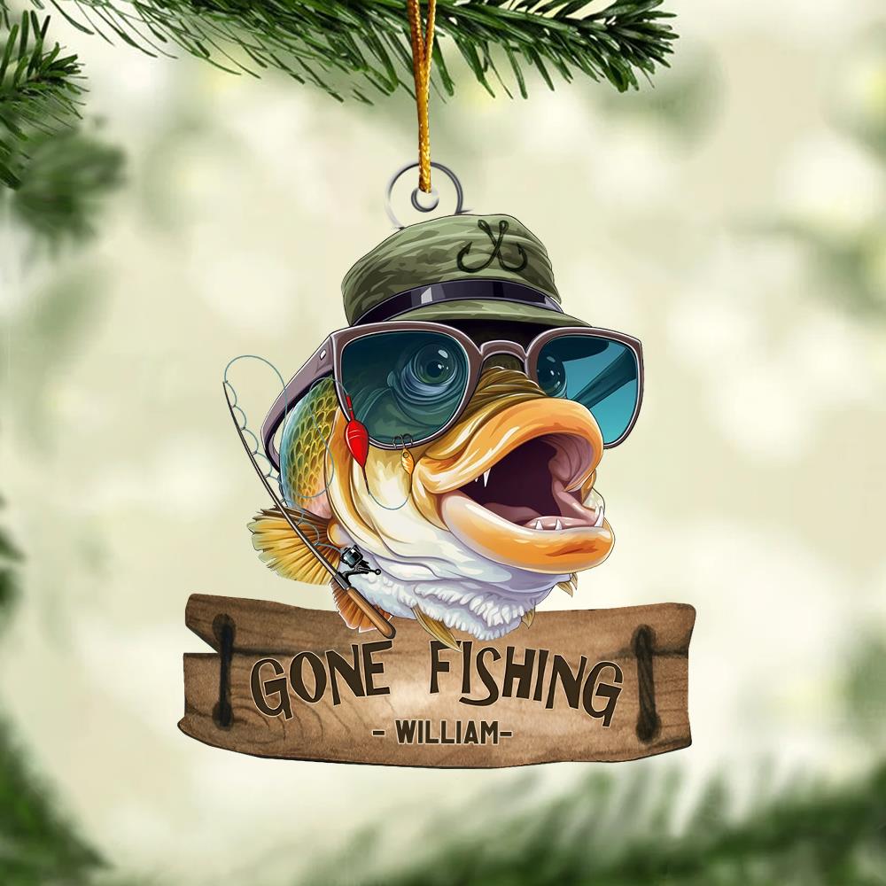 Gone Fishing Fishing Bass Fish Fisherman - Personalized Acrylic Ornament Nh00