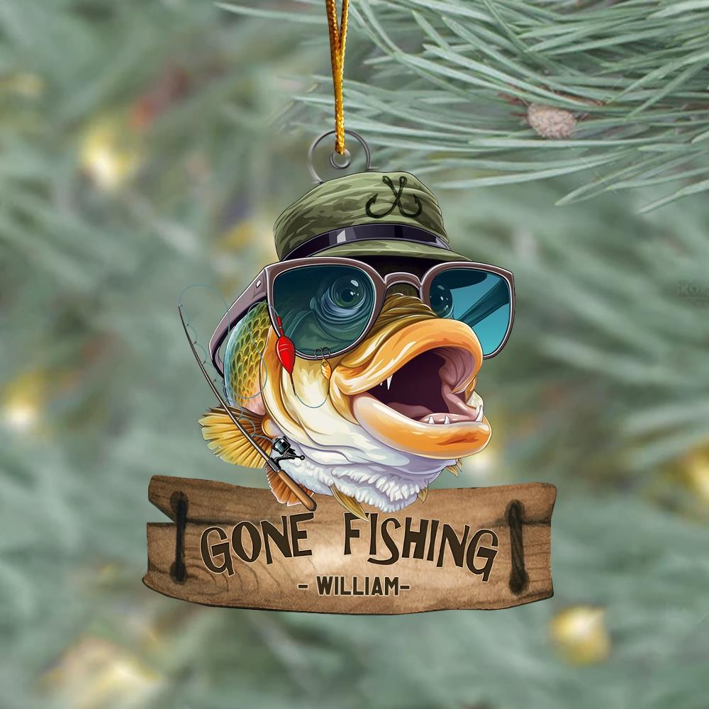 Gone Fishing Fishing Bass Fish Fisherman - Personalized Acrylic Ornament Nh00
