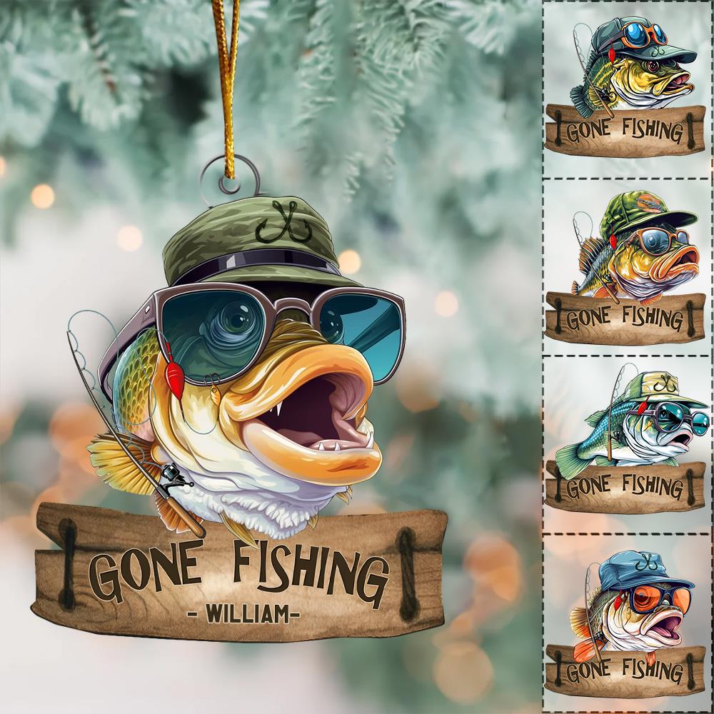 Gone Fishing Fishing Bass Fish Fisherman - Personalized Acrylic Ornament Nh00